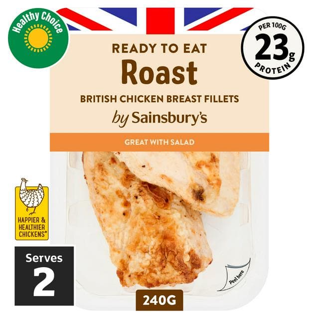 Sainsbury's Cooked Roast British Chicken Breast Fillets x2 240g - gallery image 1