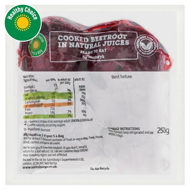 Sainsbury's Beetroot Vacuum Pack 250g - gallery image 1