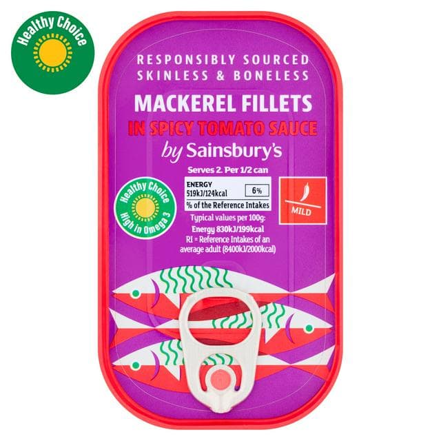 Sainsbury's Mackerel Fillets in Spicy Tomato Sauce 125g - gallery image 1