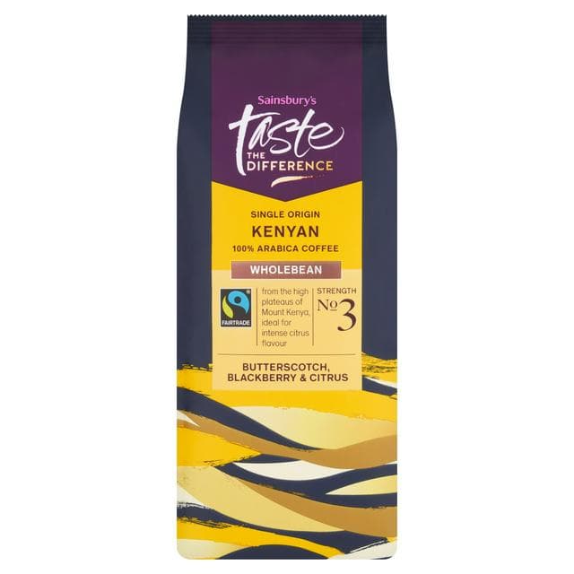 Sainsbury's Fairtrade Kenyan Coffee Beans, Taste the Difference, Strength 3 227g - gallery image 1