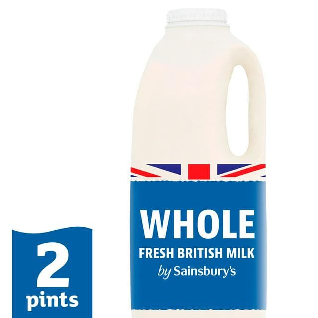 Sainsbury's British Whole Milk 1.13L (2 pint) - gallery image 1