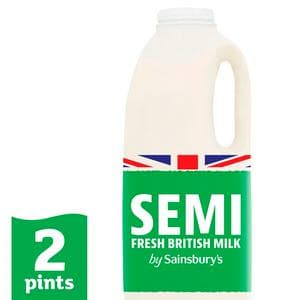 Sainsbury's British Semi Skimmed Milk 1.13L (2 pint)