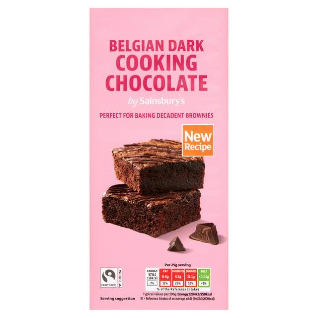 Sainsbury's Belgian Cooking Chocolate, Dark 200g - gallery image 1