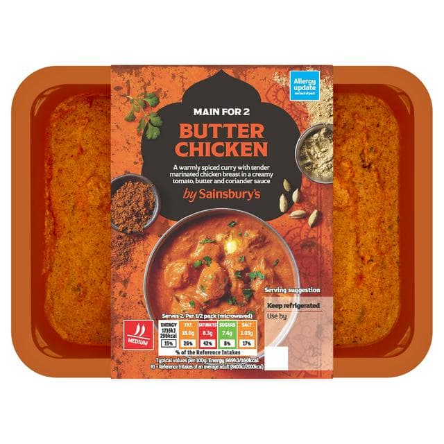 Sainsbury's Indian Butter Chicken Ready Meal Main For 2 400g - gallery image 1