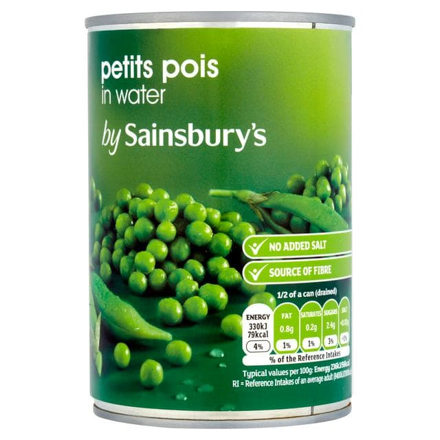 Sainsbury's Petits Pois In Water 400g (280g*) - gallery image 1