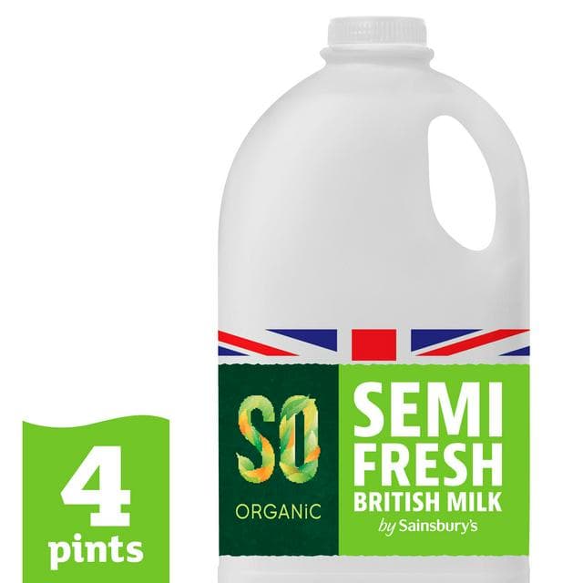 Sainsbury's British Semi Skimmed Milk, SO Organic 2.27L (4 pint) - gallery image 1