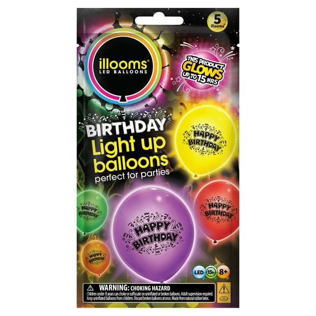Illoom Pack of 5 Happy Birthday Light Up Balloon - gallery image 1