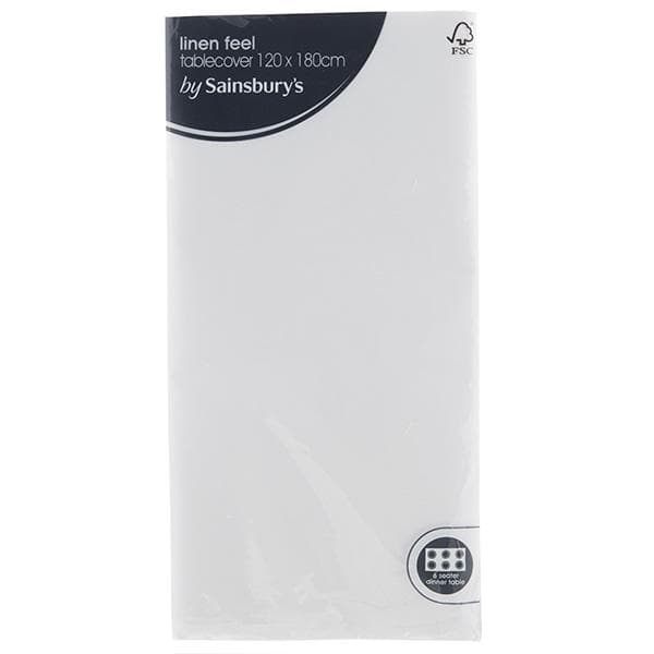 Sainsbury's White Linen Feel Table Cover 125 x 180cm - gallery image 1
