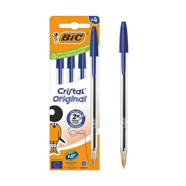 BIC Cristal Blue Ballpoint 4 Pack - gallery image 1
