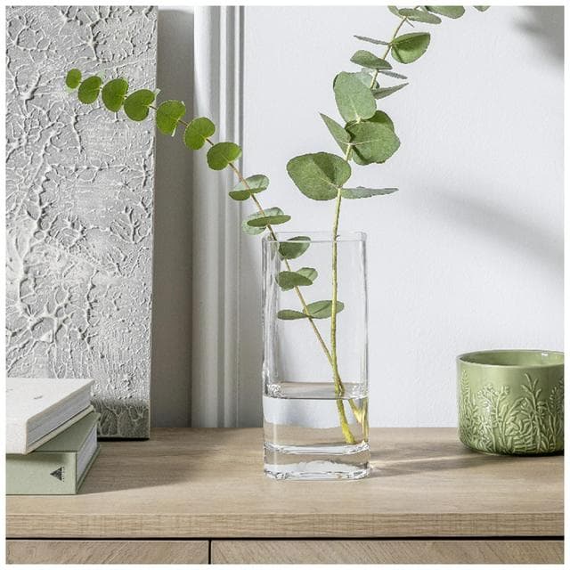 Habitat Small Round Edge Square Glass Vase - Clear - gallery image 2