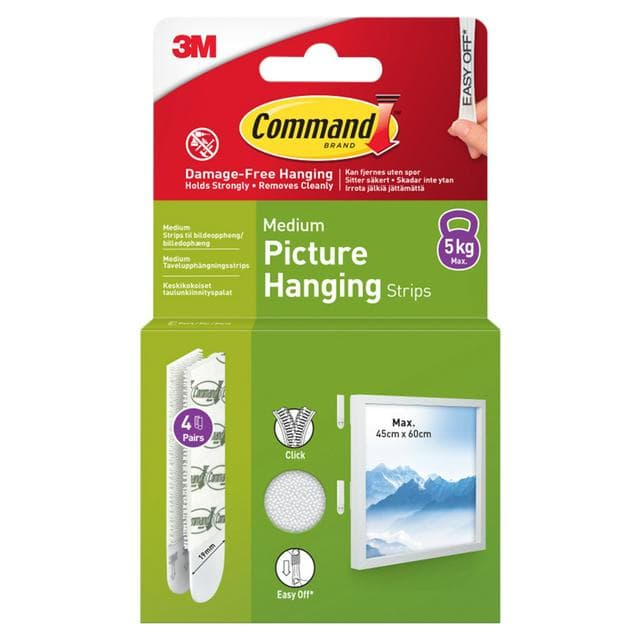 Picture Hanging Strips Medium White - gallery image 1