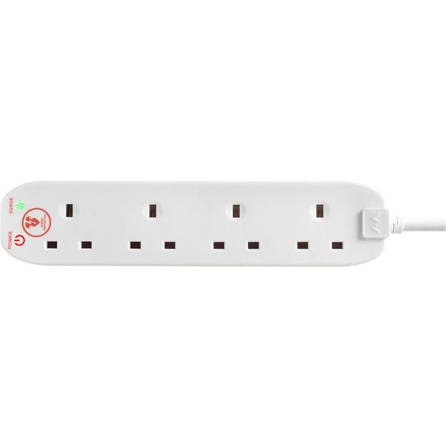 Masterplug 4 Socket 2m Extension Lead Surge Protection and LED - White - gallery image 3