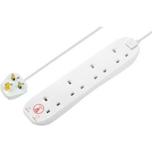 Masterplug 4 Socket 2m Extension Lead Surge Protection and LED - White