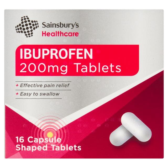Sainsbury's Ibuprofen Tablets Capsule Shaped Tablets x16 200mg - gallery image 1