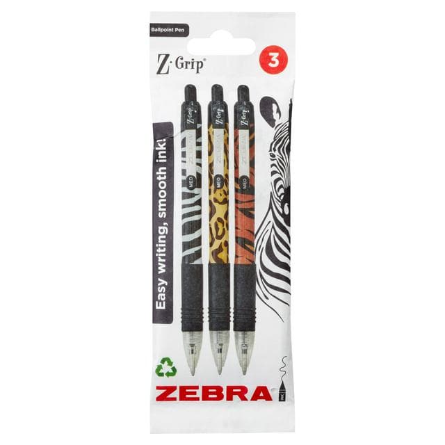 Zebra Pack of 3 Z-Grip Funky Ball Pens - gallery image 1