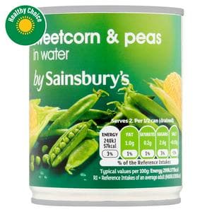 Sainsbury's Sweetcorn & Peas in Water 198g