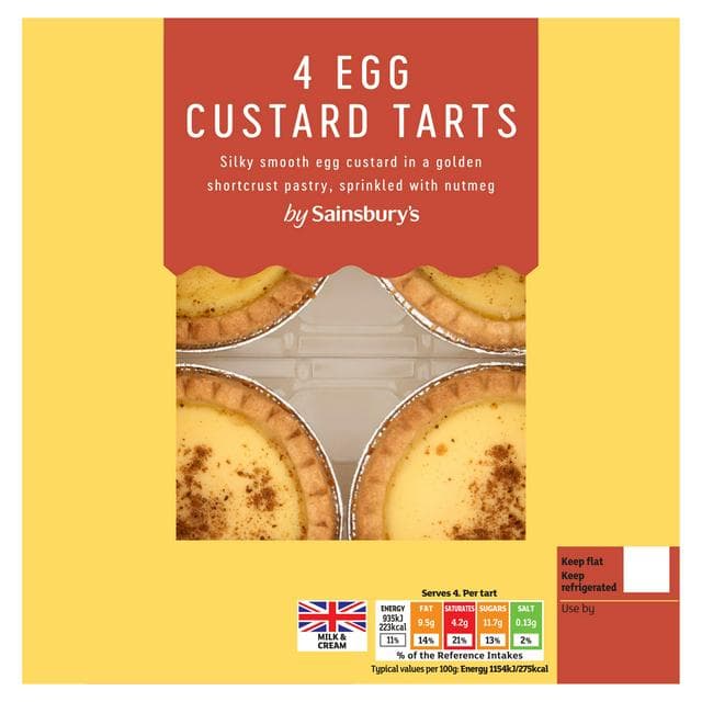 Sainsbury's Egg Custard Tarts 4 x 81g - gallery image 1