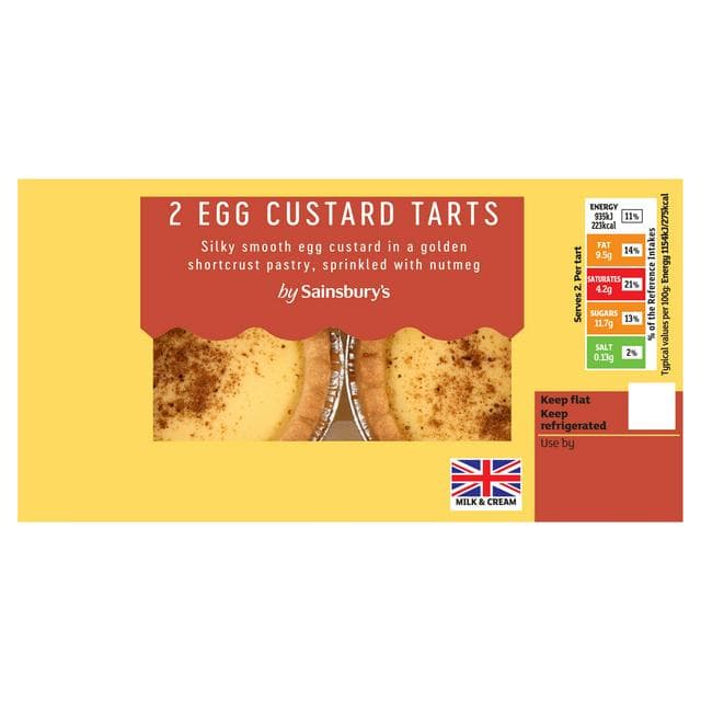 Sainsbury's Egg Custard Tarts 2x81g - gallery image 1