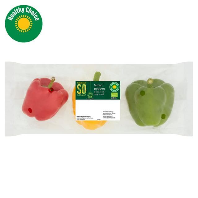 Sainsbury's Mixed Peppers, SO Organic x3 (Colours may vary) - gallery image 1
