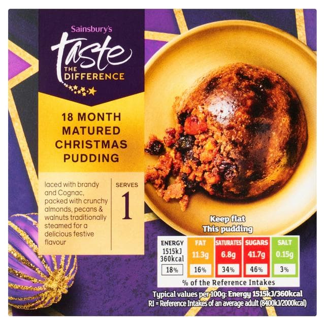 Sainsbury's 100g 18 Month Matured Christmas Pudding, Taste the Difference - gallery image 1