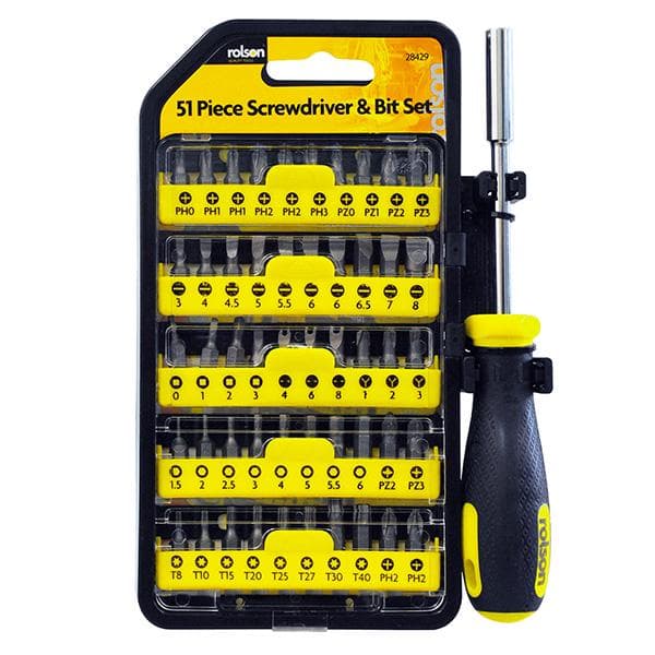 Rolson Tools Pack of 51 Screwdriver & Bit - gallery image 1