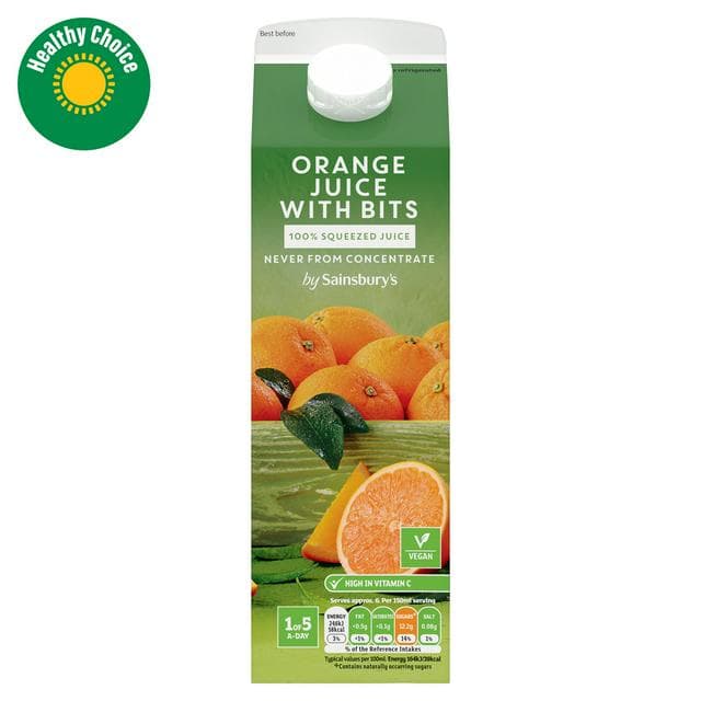 Sainsbury's 100% Pure Squeezed Orange Juice with Bits, Not From Concentrate 1L - gallery image 1