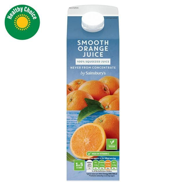 Sainsbury's 100% Pure Squeezed Smooth Orange Juice, Not From Concentrate 1L - gallery image 1