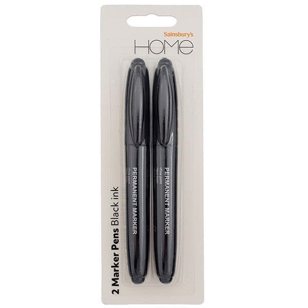 Sainsbury's Home black marker pens 2pk - gallery image 1