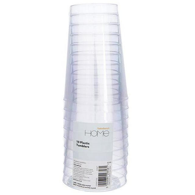 Sainsbury's Home Pack of 10 Clear Plastic Tumbler - 380ml - gallery image 1