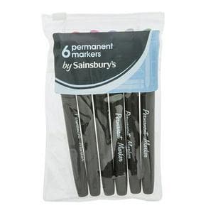 Sainsbury's Home Slim Permanent Markers 6pk