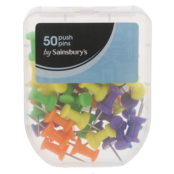 Sainsbury's Home Push Pins Assorted Colours 50pk - gallery image 1