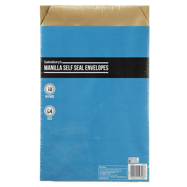Sainsbury's Home Pack of 10 C4 Manila Self Seal Envelopes - gallery image 1