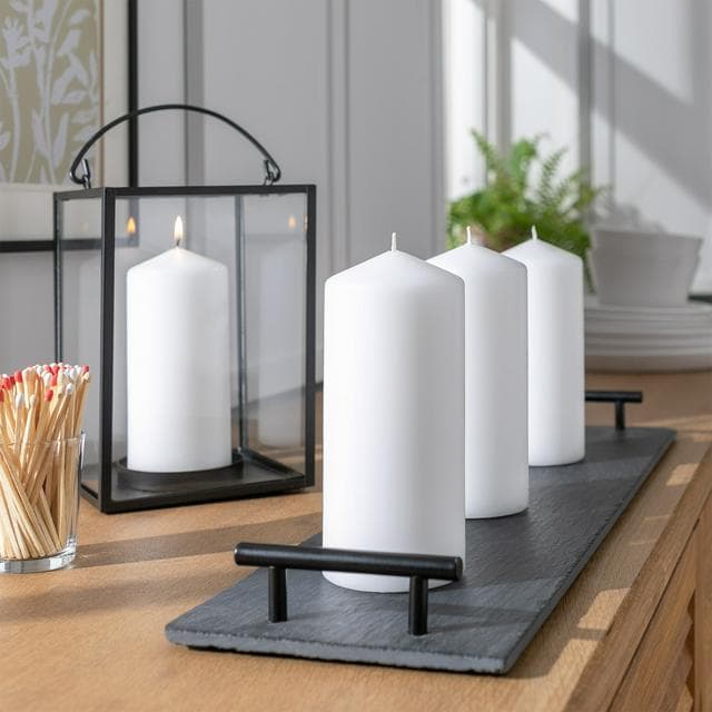 Habitat Large Pillar Unscented Candle - White Pack of 4 - gallery image 2
