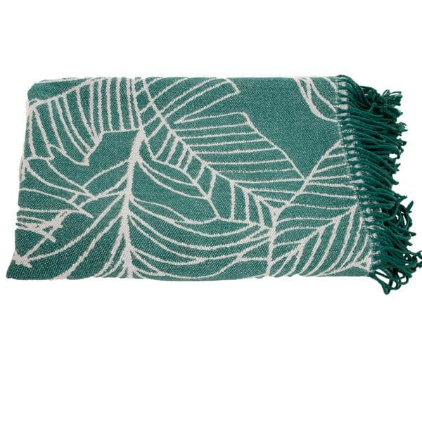 Sainsbury's Home Palm House Green Leaf Pattern Throw 125x150cm - gallery image 1