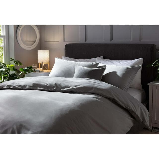 Habitat Cotton Rich 180TC Bedding Set - Plain Grey - gallery image 3