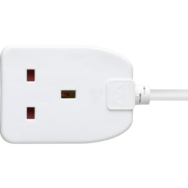 Masterplug Basic 1 Single Socket Power Extension Lead 5m Cable - White - gallery image 3