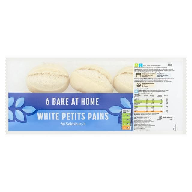 Sainsbury's Bake at Home White Petit Pains x6 - gallery image 1
