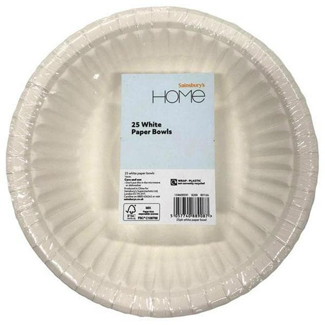 Sainsbury's Home Pack of 25 White Paper Bowls - gallery image 1