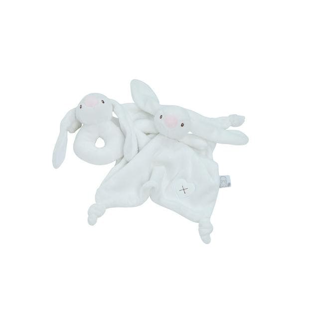 Chad Valley Baby White Comforter & Rattle - gallery image 1