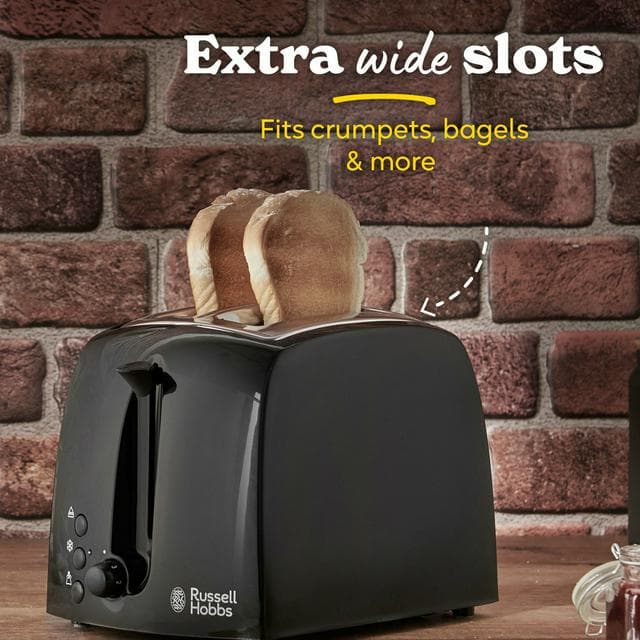 Russell Hobbs Textures 2 Slice Black Plastic Toaster 21641 - gallery image 2