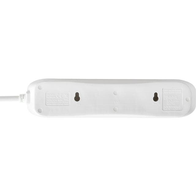 Masterplug Basic 4 Socket Extension Lead 1m Cable Power Strip - White - gallery image 4