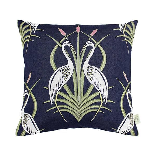 The Chateau By Angel Strawbridge Heron In The Moat Cushion Navy 45x45 - gallery image 1