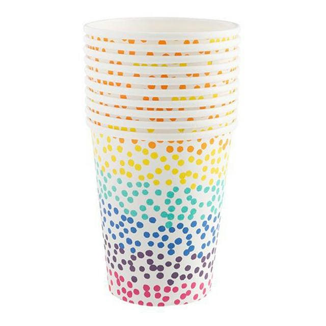 Sainsbury's Home Pack of 10 Rainbow Spot Paper Cups - 250ml - gallery image 1