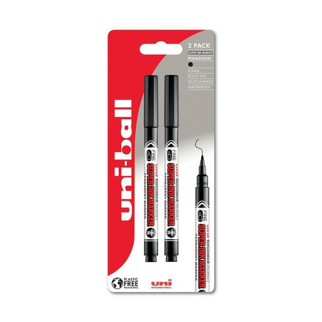 Uni-Ball Super Ink Permanent Marker Black 2pk - gallery image 1