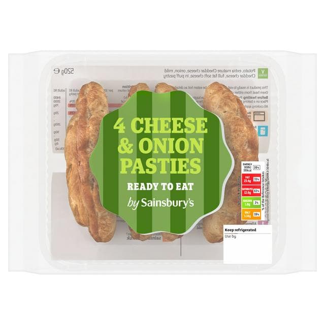 Sainsbury's Cheese & Onion Pasties x4 520g - gallery image 1