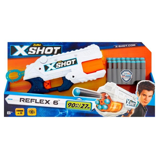 X-Shot Excel Reflex 6 Foam Dart Blaster Combo Pack (16 Darts) By Zuru - gallery image 1