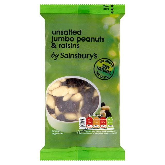 Sainsbury's Unsalted Jumbo Peanuts & Raisins 200g - gallery image 1