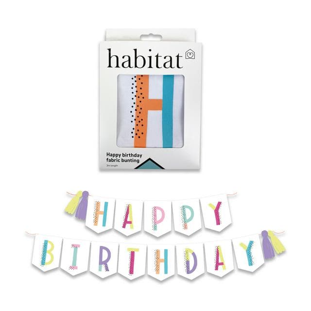 Wonder! Happy Birthday Fabric Reusable Bunting - gallery image 1