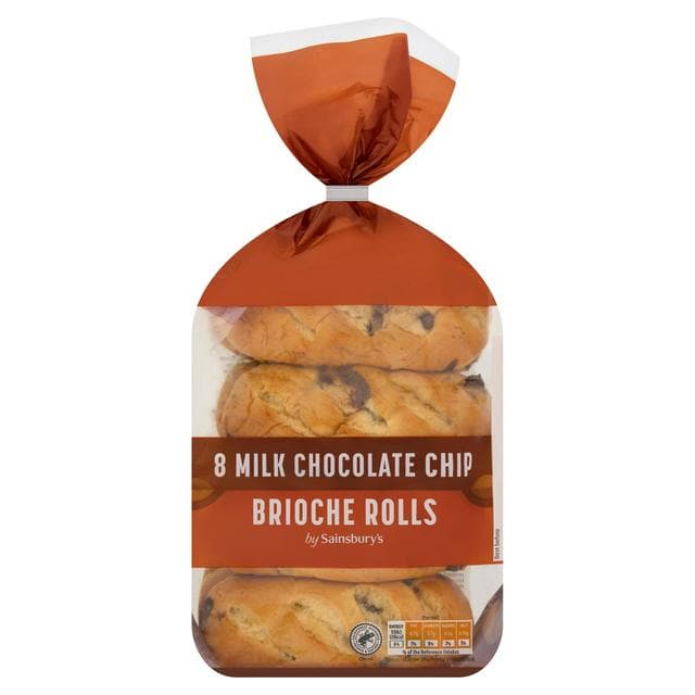 Sainsbury's Milk Chocolate Chip Brioche Roll x8 - gallery image 1