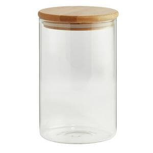 Habitat round glass jar with bamboo lid 1l tall